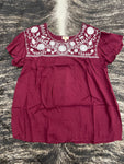 Maroon Embroidered Top