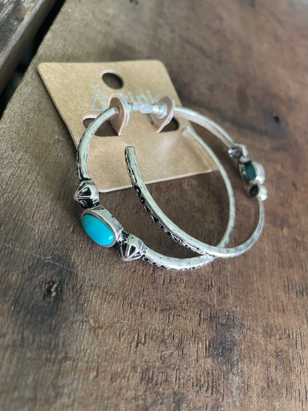 Silver w/ Turquoise Hoops