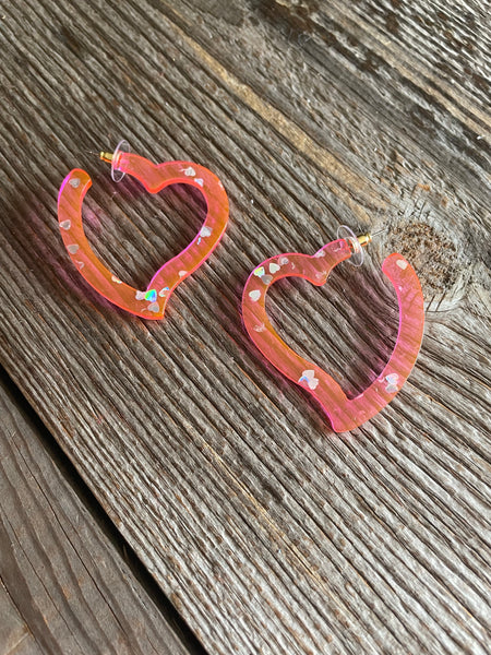 pink heart hoops