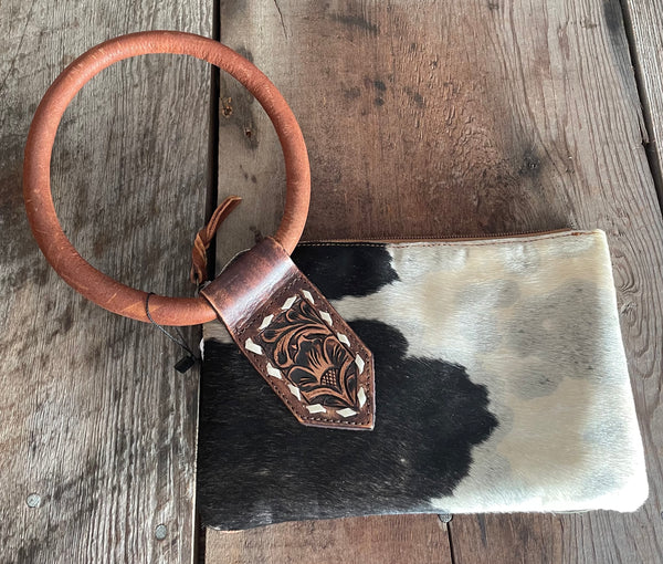 Cowhide & Leather Wristlet