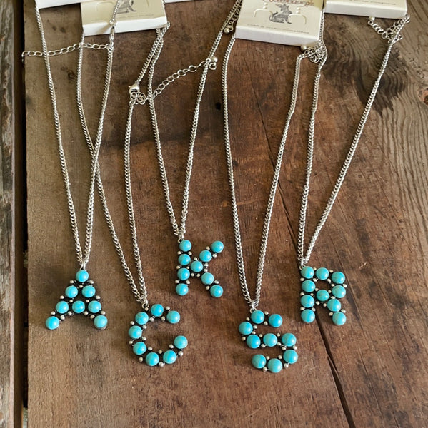 Turquoise Initial Necklace