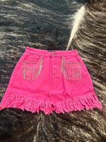 Rhinestone Fringe Hot Pink Skirt