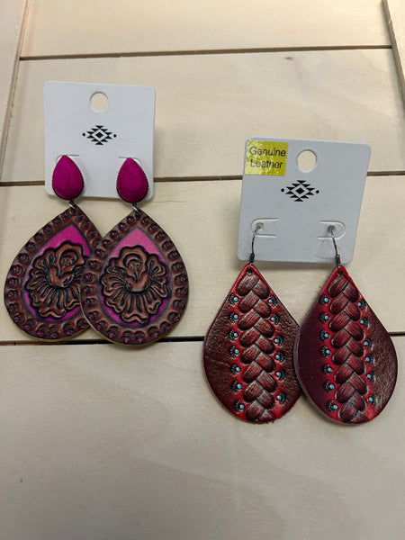 Leather Teardrop Earrings