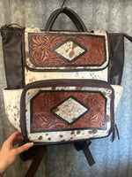 Cowhide & Tooled Leather Backpack