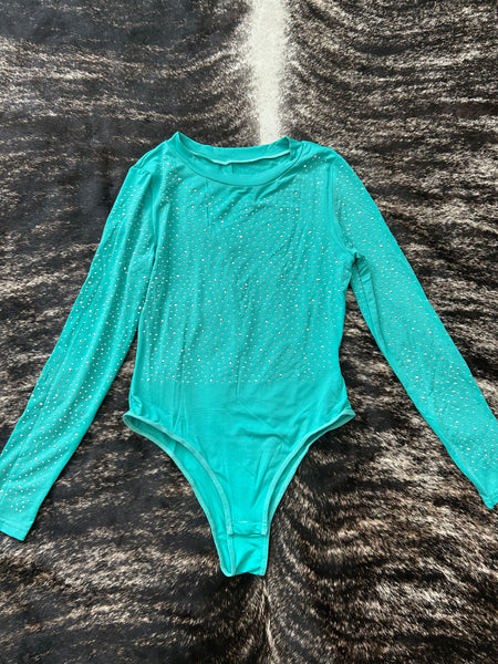 Rhinestone Bodysuit - Green