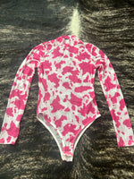 Sheer Cow Bodysuit- Pink