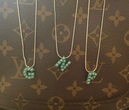 Turquoise Initial Necklace